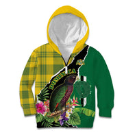 Personalised Dominica Independence Day Kid Hoodie Sisserou Parrot With Tropical Flowers - Wonder Print Shop