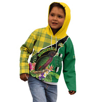 Personalised Dominica Independence Day Kid Hoodie Sisserou Parrot With Tropical Flowers - Wonder Print Shop