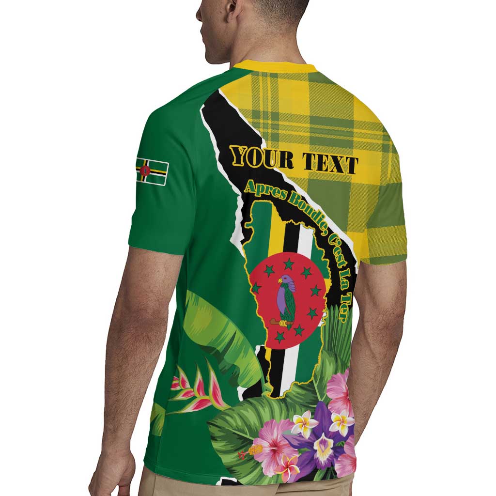 Personalised Dominica Independence Day Rugby Jersey Sisserou Parrot With Tropical Flowers - Wonder Print Shop
