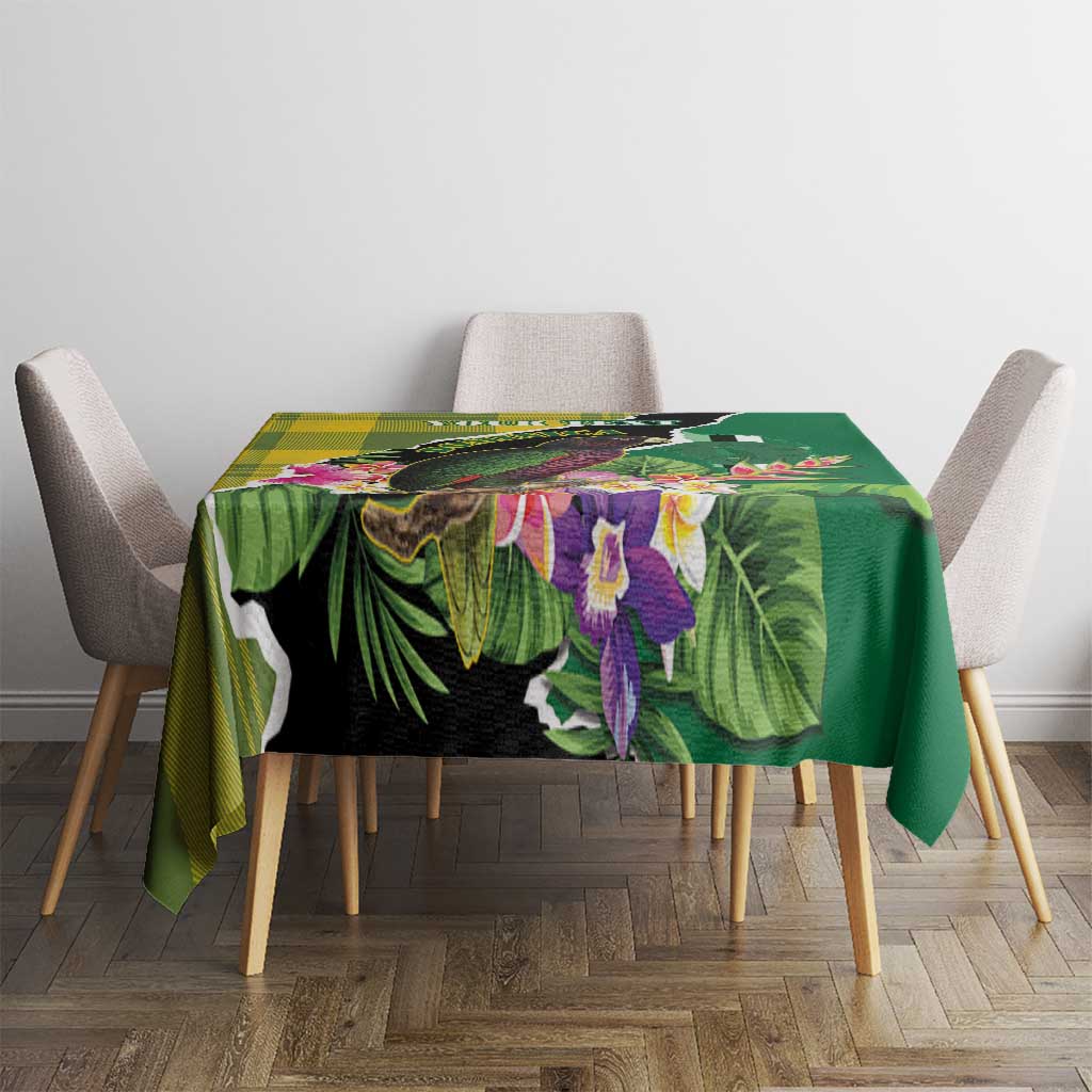 Personalised Dominica Independence Day Tablecloth Sisserou Parrot With Tropical Flowers - Wonder Print Shop