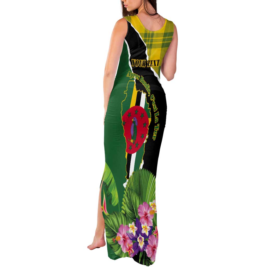 Personalised Dominica Independence Day Tank Maxi Dress Sisserou Parrot With Tropical Flowers - Wonder Print Shop