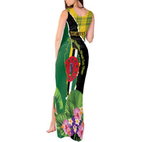 Personalised Dominica Independence Day Tank Maxi Dress Sisserou Parrot With Tropical Flowers - Wonder Print Shop