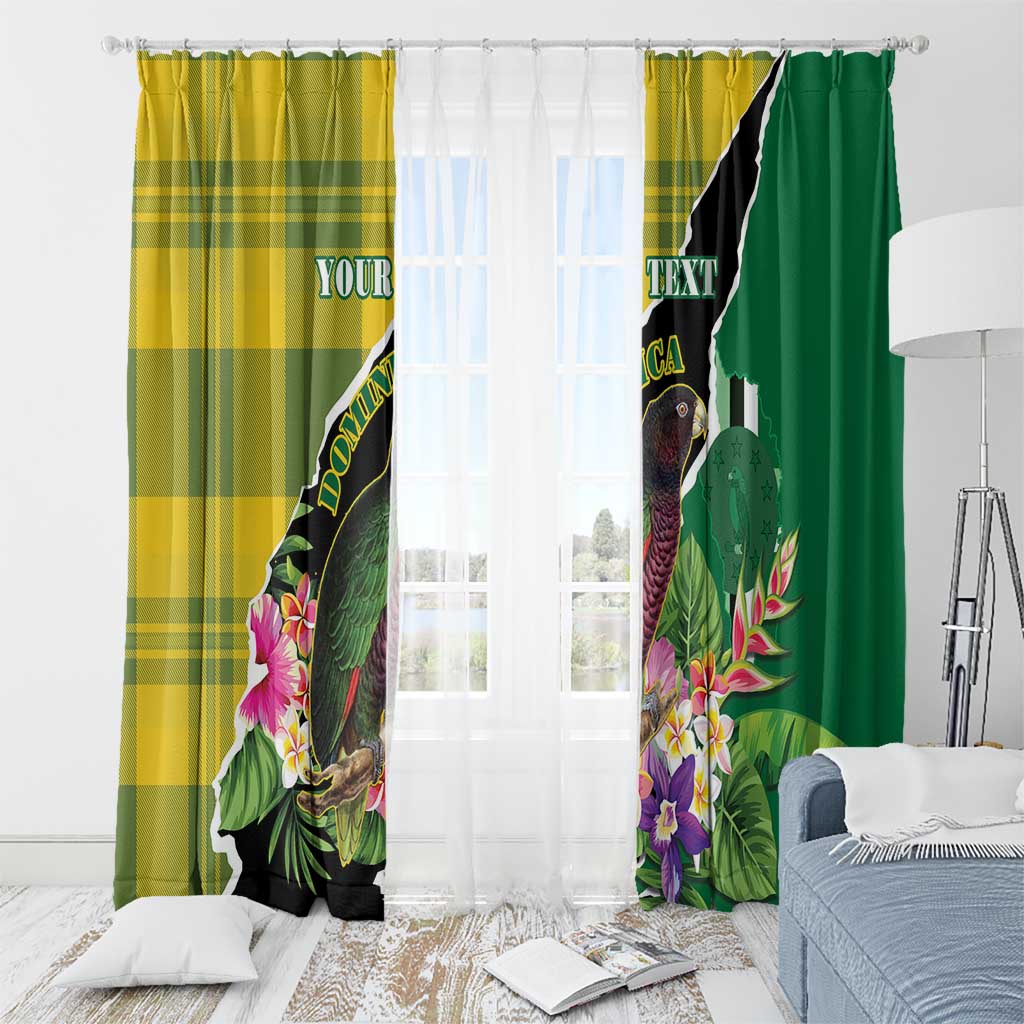 Personalised Dominica Independence Day Window Curtain Sisserou Parrot With Tropical Flowers - Wonder Print Shop