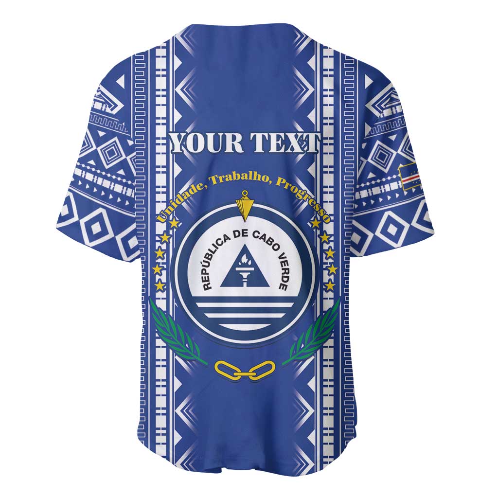 Personalised Cape Verde Baseball Jersey Grey Headed Kingfisher - Coat Of Arms - Wonder Print Shop
