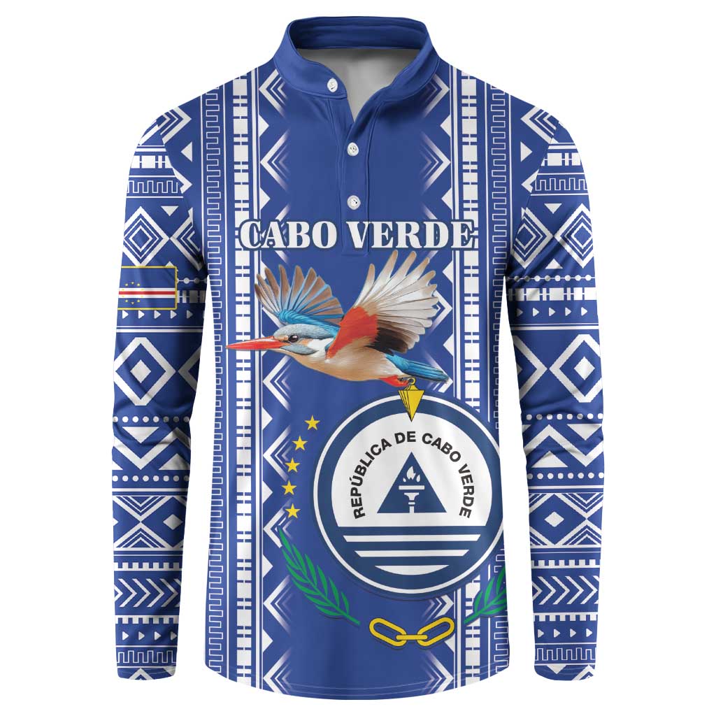 Personalised Cape Verde Button Sweatshirt Grey Headed Kingfisher - Coat Of Arms - Wonder Print Shop