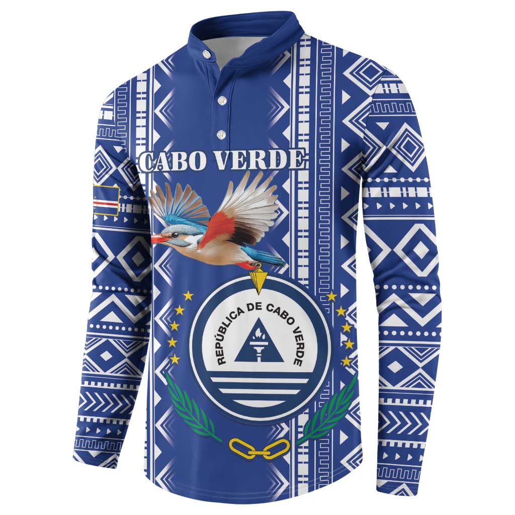 Personalised Cape Verde Button Sweatshirt Grey Headed Kingfisher - Coat Of Arms - Wonder Print Shop
