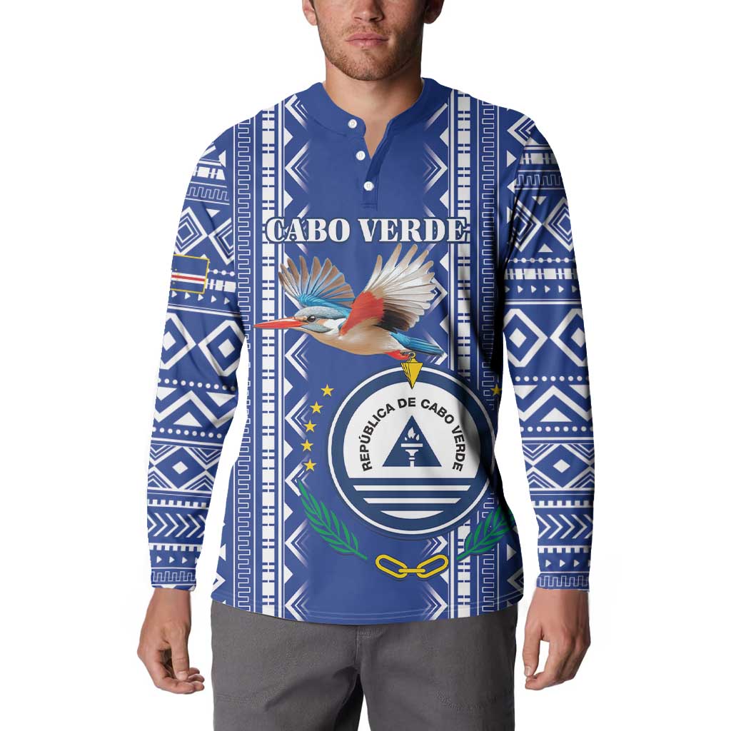 Personalised Cape Verde Button Sweatshirt Grey Headed Kingfisher - Coat Of Arms - Wonder Print Shop
