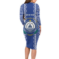 Personalised Cape Verde Family Matching Long Sleeve Bodycon Dress and Hawaiian Shirt Grey Headed Kingfisher - Coat Of Arms - Wonder Print Shop