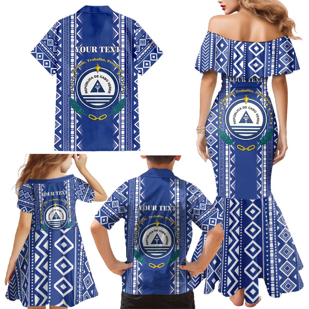 Personalised Cape Verde Family Matching Mermaid Dress and Hawaiian Shirt Grey Headed Kingfisher - Coat Of Arms - Wonder Print Shop
