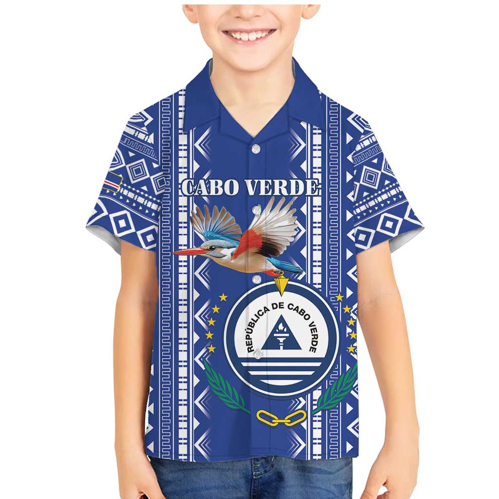 Personalised Cape Verde Family Matching Mermaid Dress and Hawaiian Shirt Grey Headed Kingfisher - Coat Of Arms - Wonder Print Shop