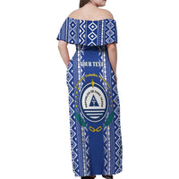 Personalised Cape Verde Family Matching Off Shoulder Maxi Dress and Hawaiian Shirt Grey Headed Kingfisher - Coat Of Arms - Wonder Print Shop