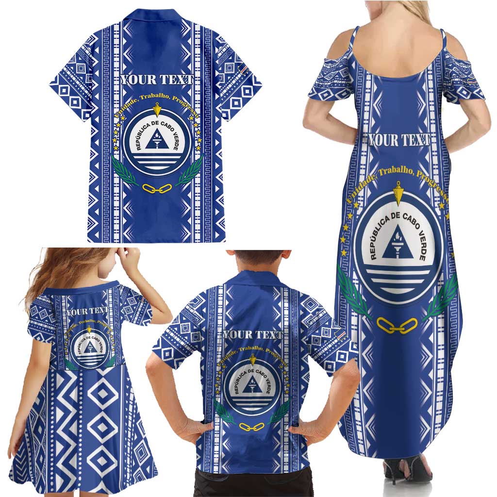 Personalised Cape Verde Family Matching Summer Maxi Dress and Hawaiian Shirt Grey Headed Kingfisher - Coat Of Arms - Wonder Print Shop