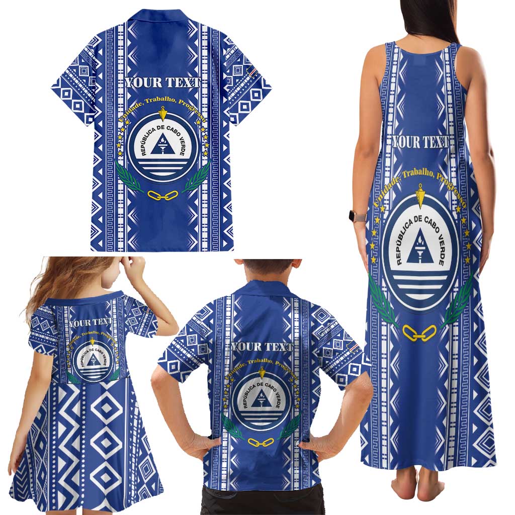 Personalised Cape Verde Family Matching Tank Maxi Dress and Hawaiian Shirt Grey Headed Kingfisher - Coat Of Arms - Wonder Print Shop