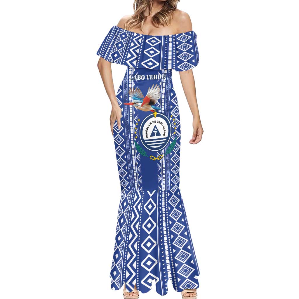 Personalised Cape Verde Mermaid Dress Grey Headed Kingfisher - Coat Of Arms - Wonder Print Shop