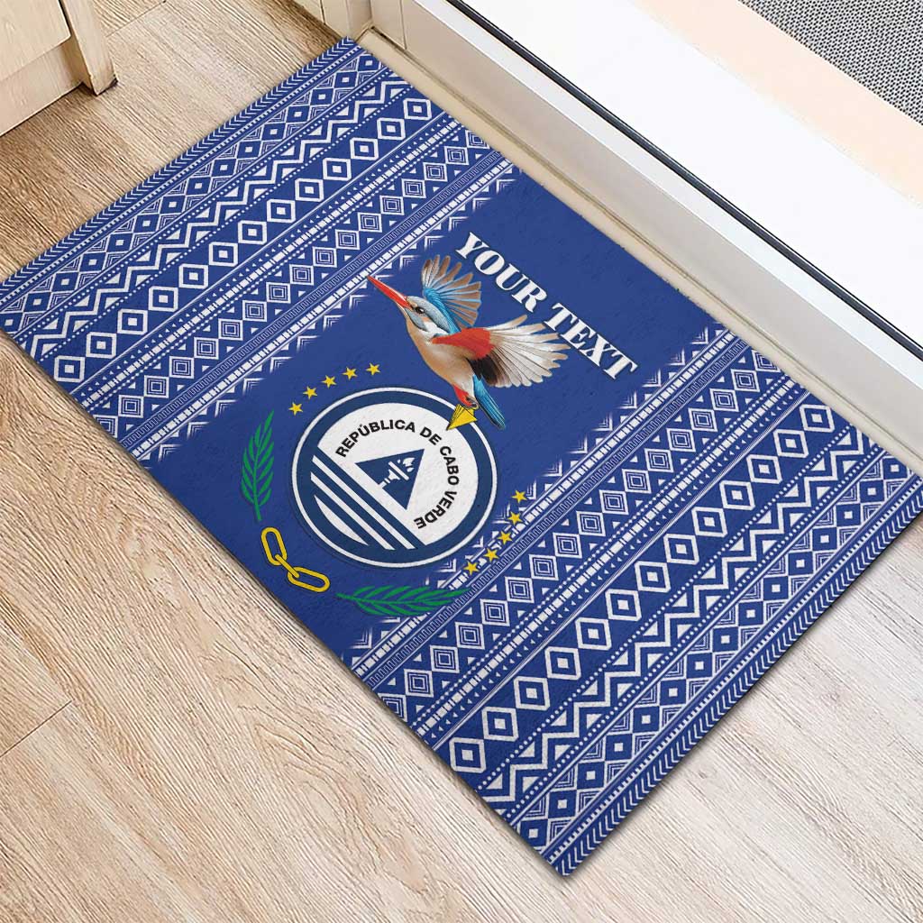 Personalised Cape Verde Rubber Doormat Grey Headed Kingfisher - Coat Of Arms - Wonder Print Shop