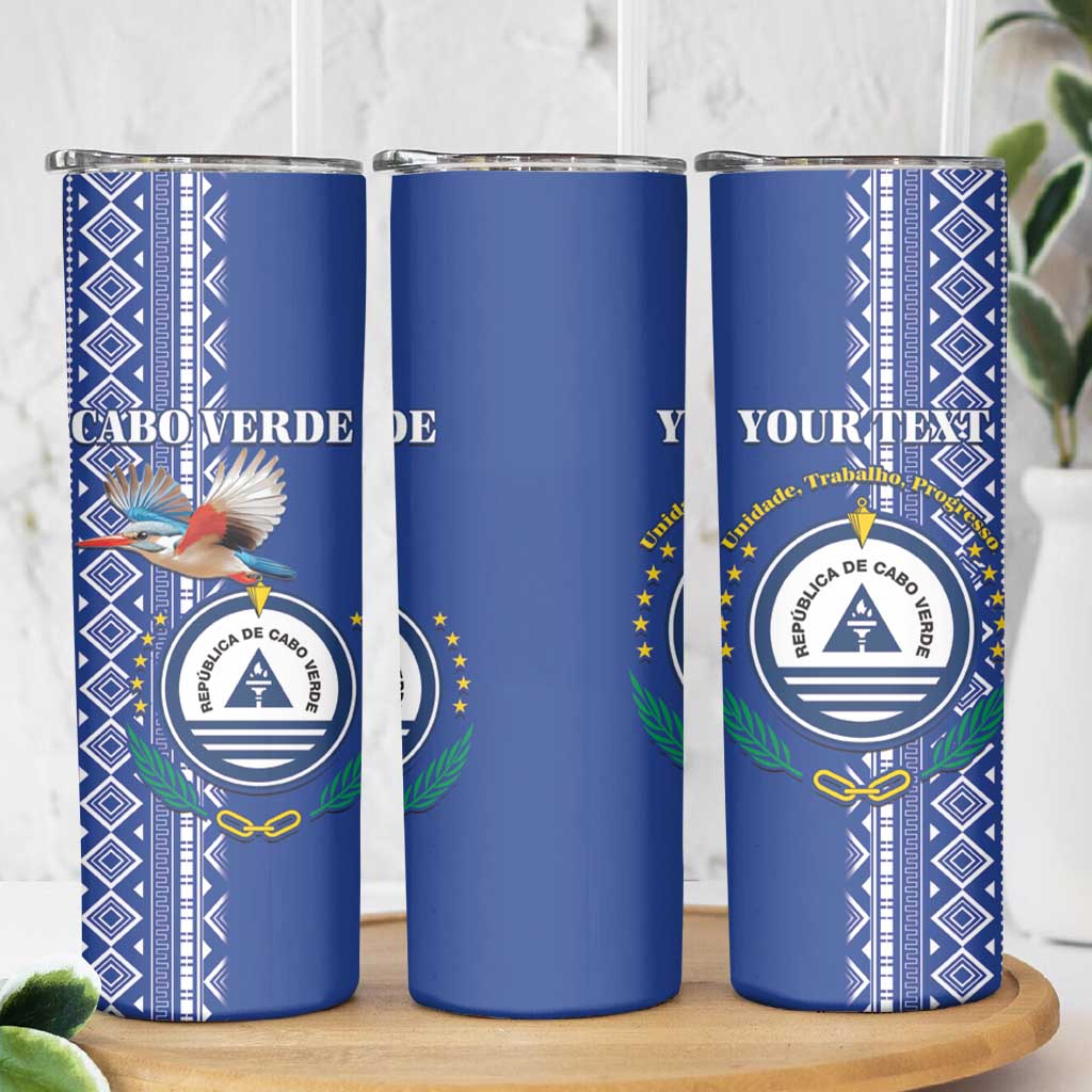 Personalised Cape Verde Skinny Tumbler Grey Headed Kingfisher - Coat Of Arms - Wonder Print Shop
