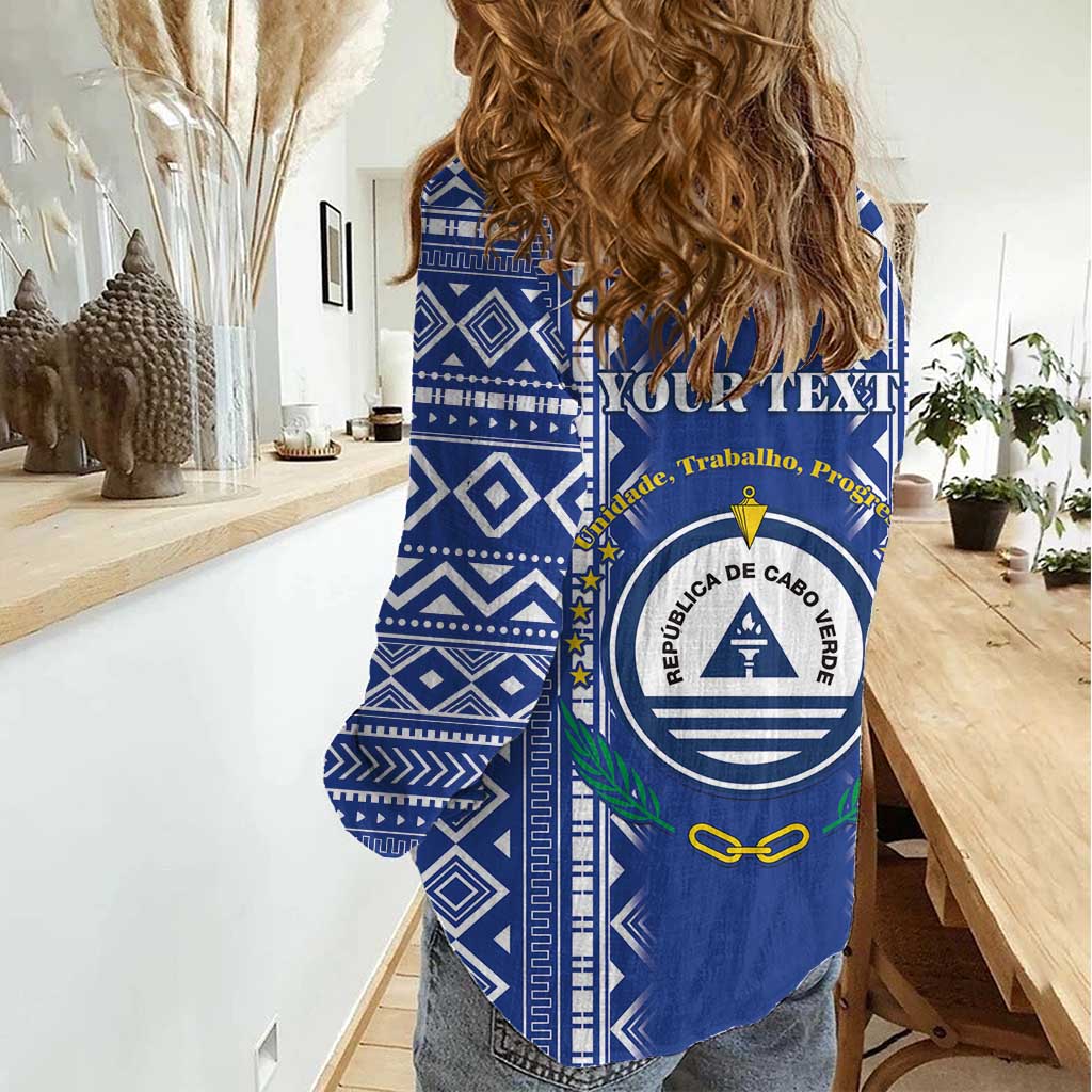 Personalised Cape Verde Women Casual Shirt Grey Headed Kingfisher - Coat Of Arms - Wonder Print Shop