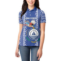 Personalised Cape Verde Women Polo Shirt Grey Headed Kingfisher - Coat Of Arms - Wonder Print Shop