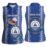 Personalised Cape Verde Women Sleeveless Polo Shirt Grey Headed Kingfisher - Coat Of Arms - Wonder Print Shop