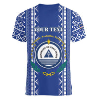 Personalised Cape Verde Women V-Neck T-Shirt Grey Headed Kingfisher - Coat Of Arms - Wonder Print Shop