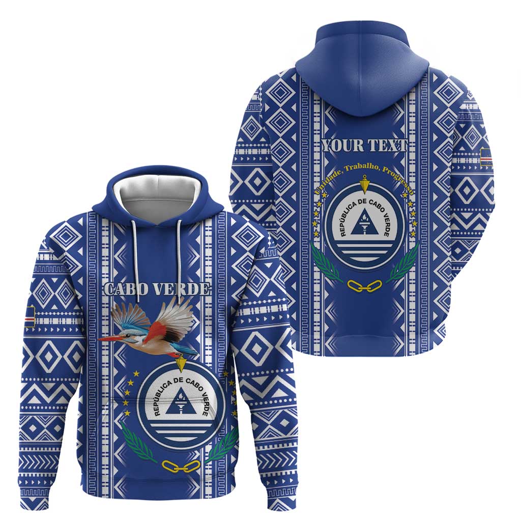 Personalised Cape Verde Zip Hoodie Grey Headed Kingfisher - Coat Of Arms - Wonder Print Shop