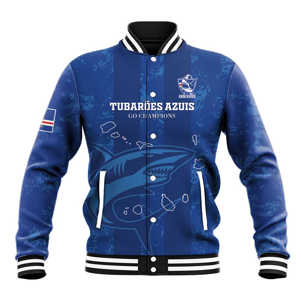 Custom Cape Verde Football Baseball Jacket Go Champions Tubaroes Azuis - Wonder Print Shop