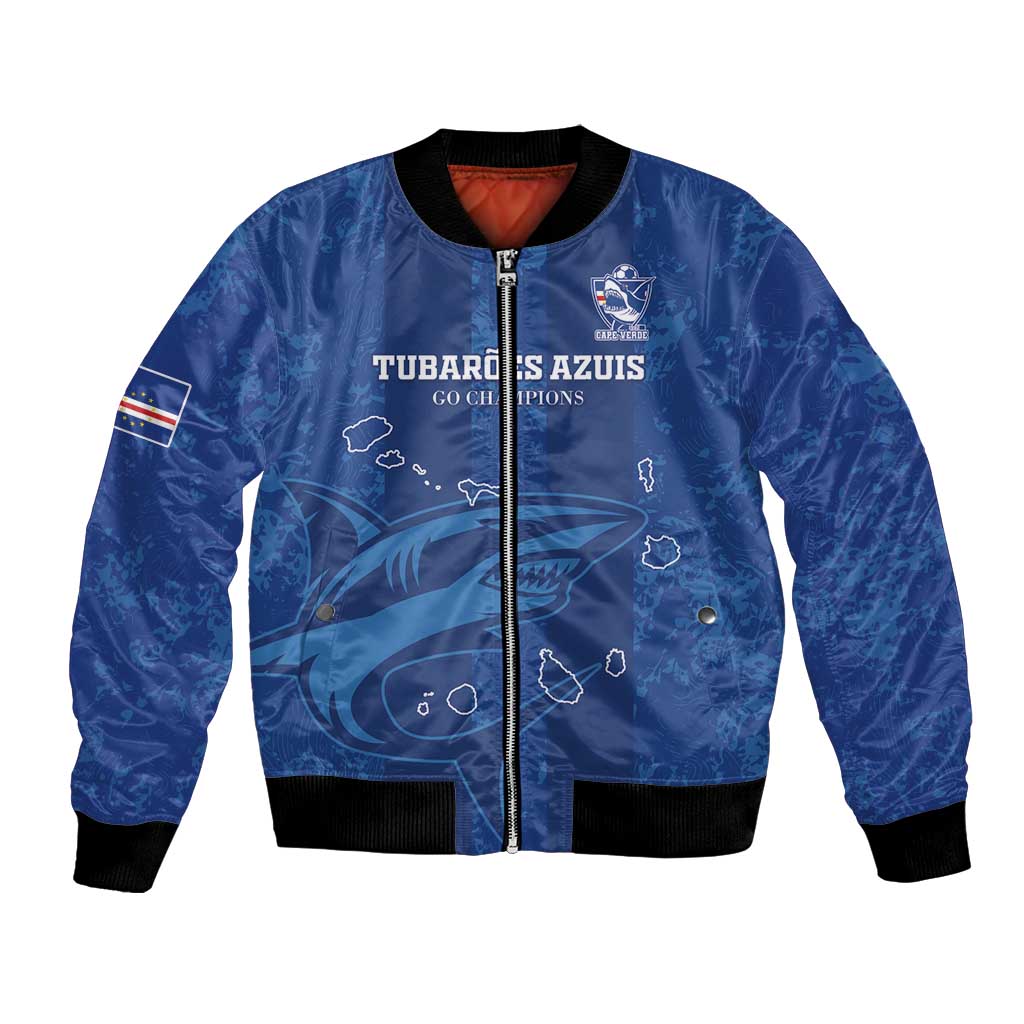 Custom Cape Verde Football Bomber Jacket Go Champions Tubaroes Azuis - Wonder Print Shop