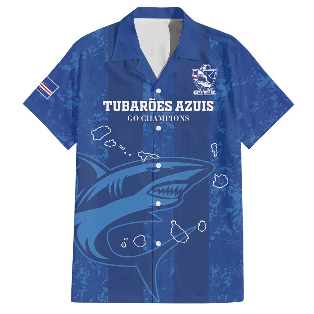 Custom Cape Verde Football Hawaiian Shirt Go Champions Tubaroes Azuis - Wonder Print Shop