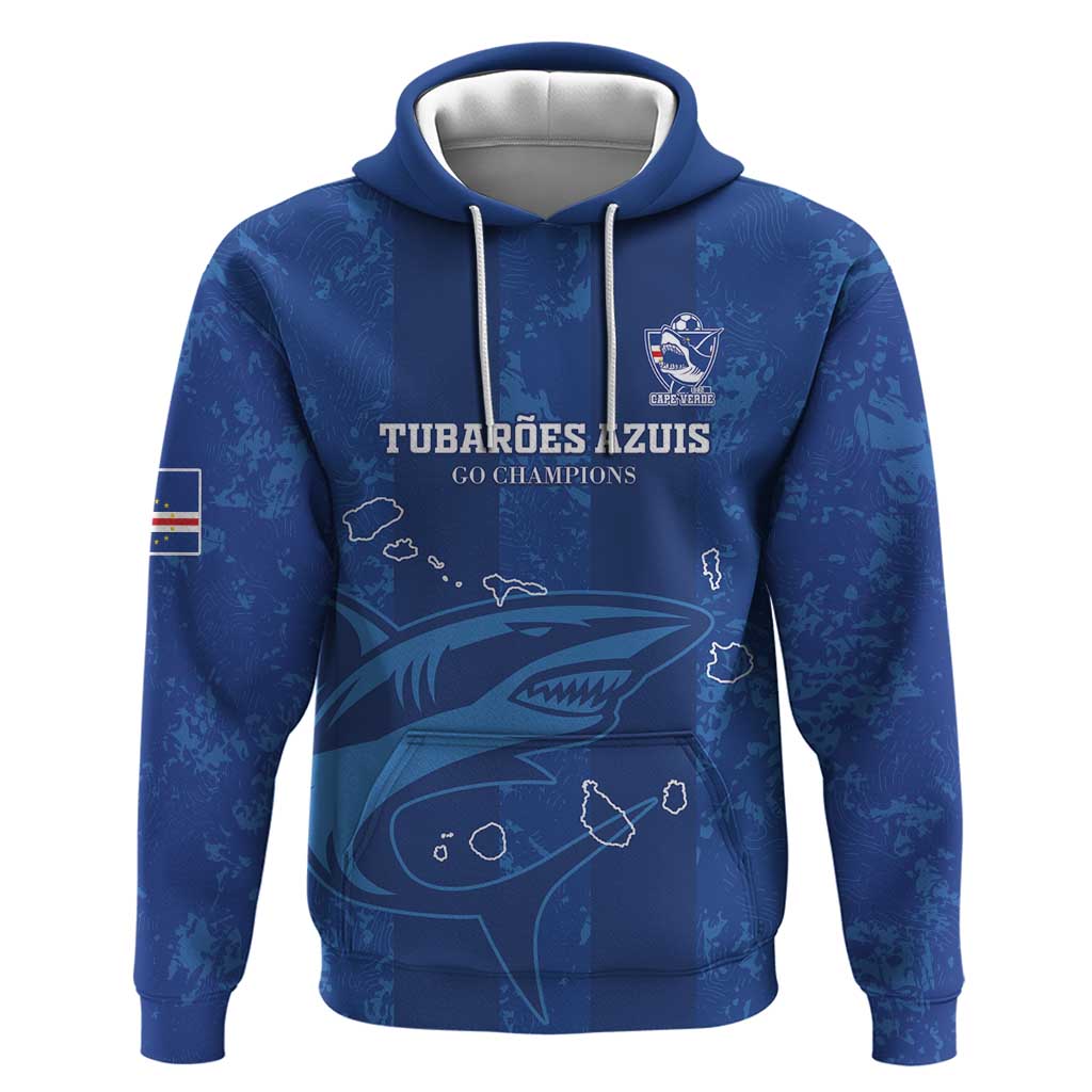 Custom Cape Verde Football Hoodie Go Champions Tubaroes Azuis - Wonder Print Shop