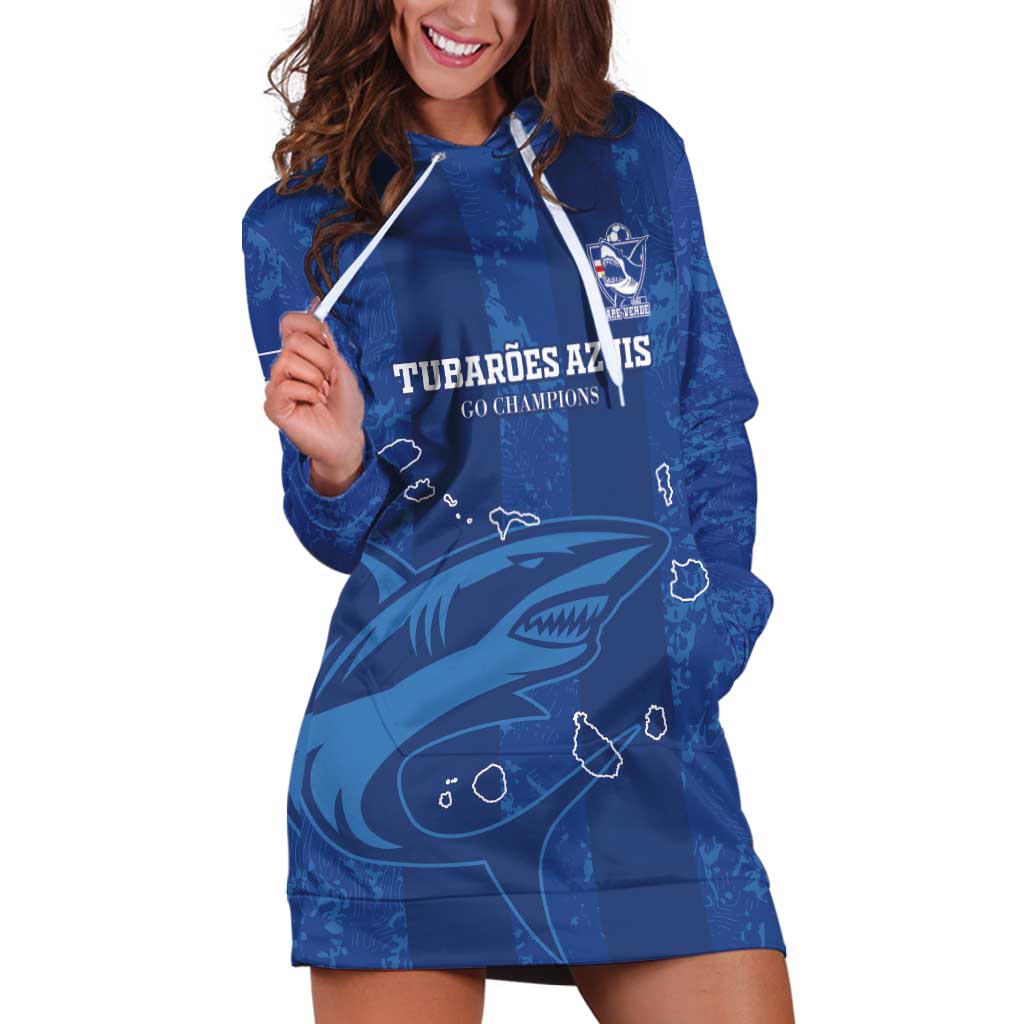 Custom Cape Verde Football Hoodie Dress Go Champions Tubaroes Azuis - Wonder Print Shop