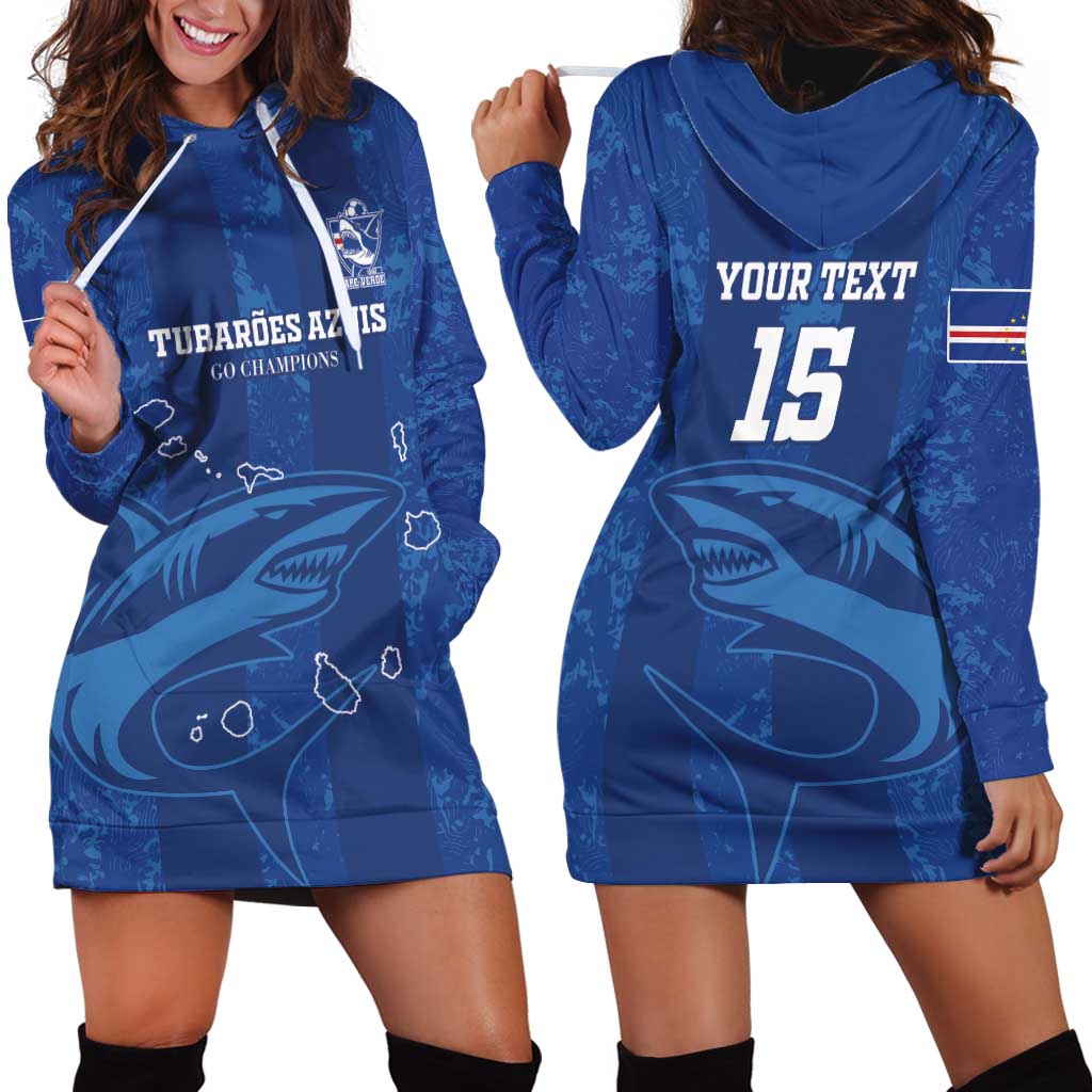Custom Cape Verde Football Hoodie Dress Go Champions Tubaroes Azuis - Wonder Print Shop