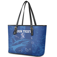 Custom Cape Verde Football Leather Tote Bag Go Champions Tubaroes Azuis - Wonder Print Shop