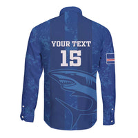 Custom Cape Verde Football Long Sleeve Button Shirt Go Champions Tubaroes Azuis - Wonder Print Shop