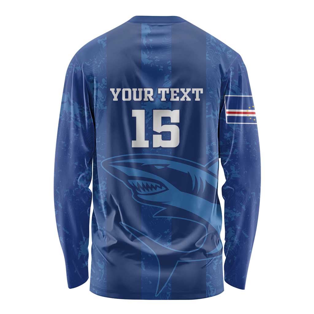 Custom Cape Verde Football Long Sleeve Shirt Go Champions Tubaroes Azuis - Wonder Print Shop