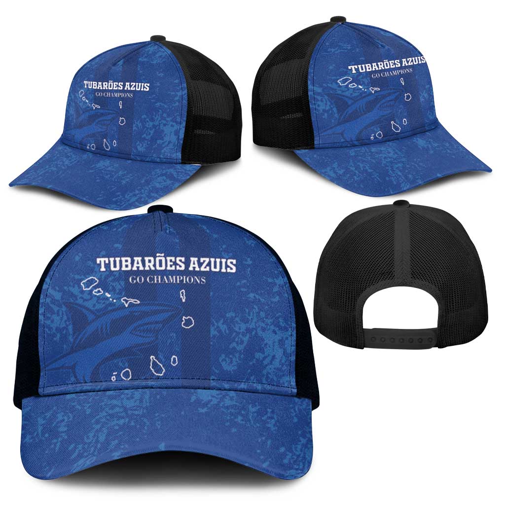 Cape Verde Football Mesh Trucker Cap Go Champions Tubaroes Azuis - Wonder Print Shop