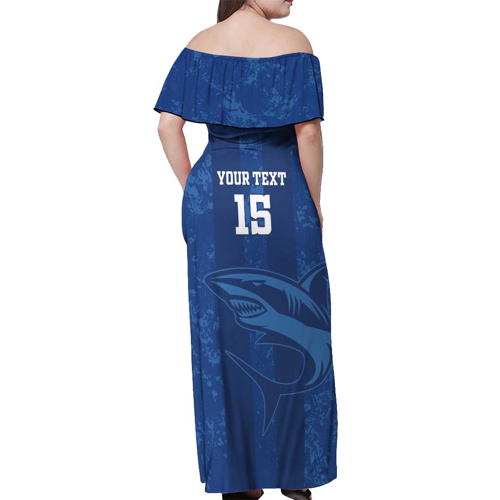 Custom Cape Verde Football Off Shoulder Maxi Dress Go Champions Tubaroes Azuis - Wonder Print Shop