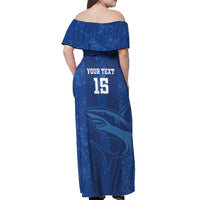 Custom Cape Verde Football Off Shoulder Maxi Dress Go Champions Tubaroes Azuis - Wonder Print Shop