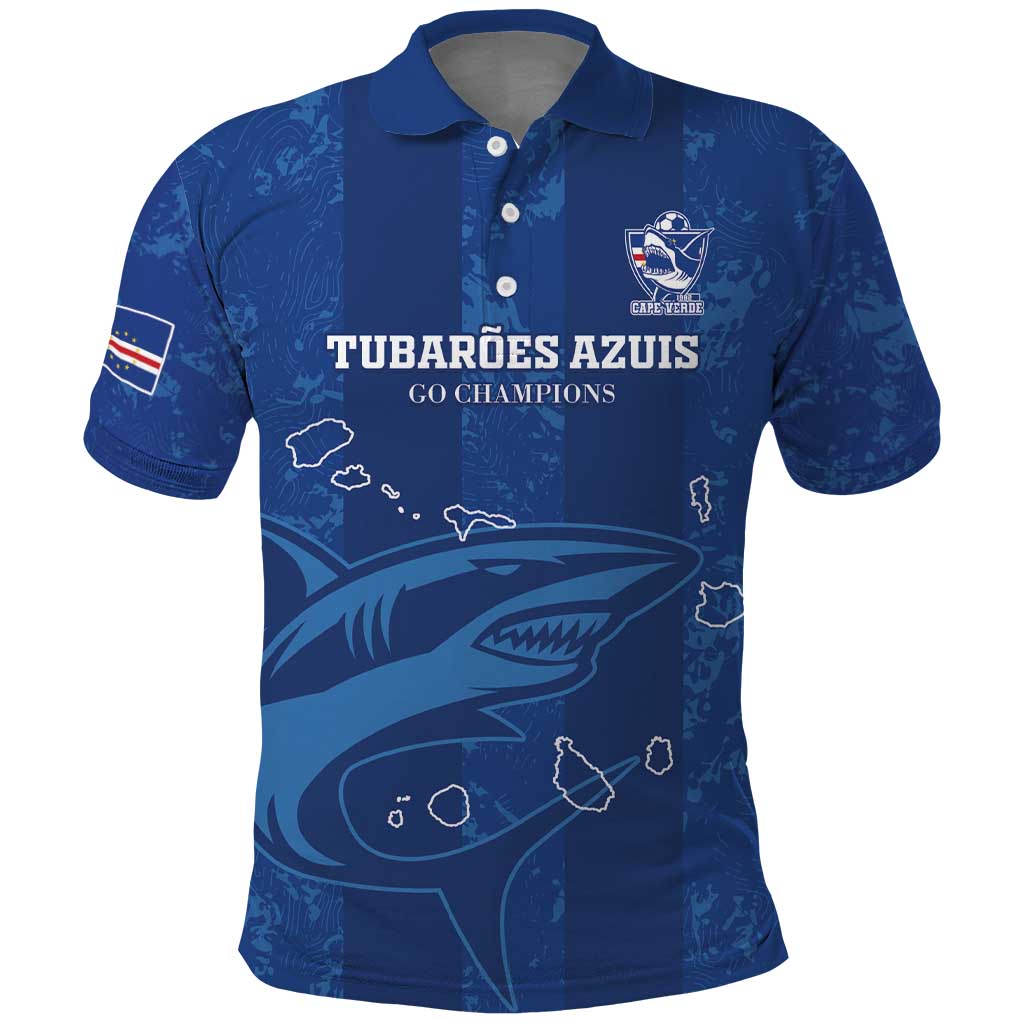 Custom Cape Verde Football Polo Shirt Go Champions Tubaroes Azuis - Wonder Print Shop