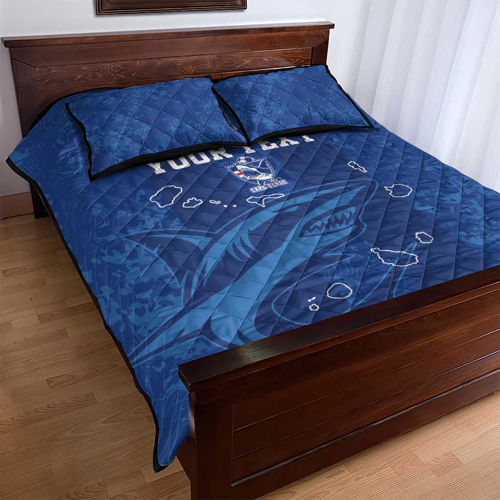 Custom Cape Verde Football Quilt Bed Set Go Champions Tubaroes Azuis - Wonder Print Shop