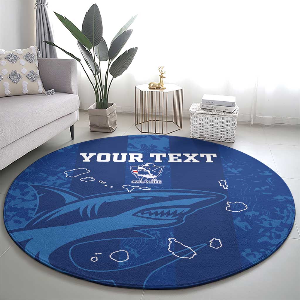 Custom Cape Verde Football Round Carpet Go Champions Tubaroes Azuis
