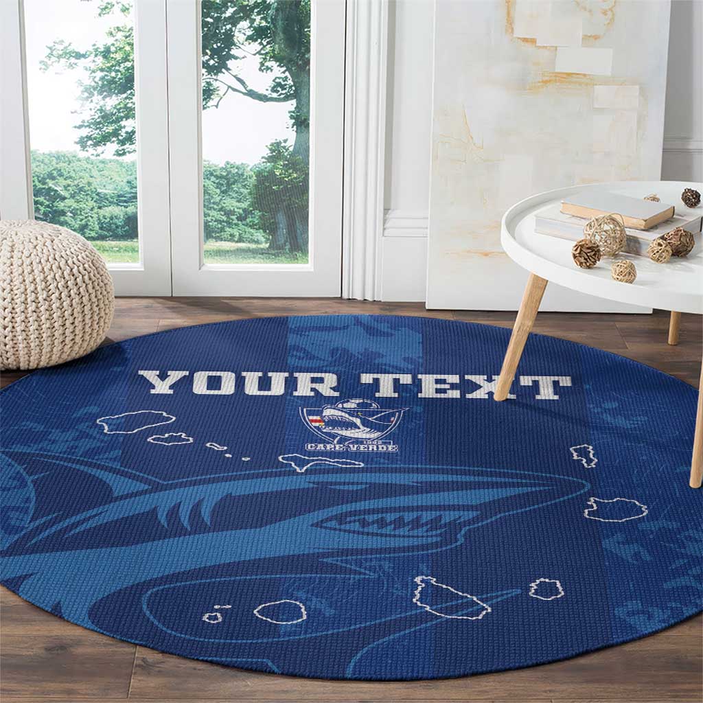 Custom Cape Verde Football Round Carpet Go Champions Tubaroes Azuis