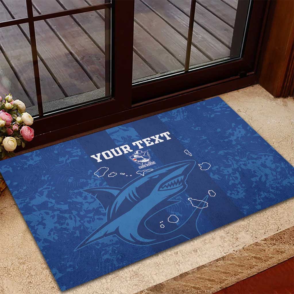 Custom Cape Verde Football Rubber Doormat Go Champions Tubaroes Azuis - Wonder Print Shop