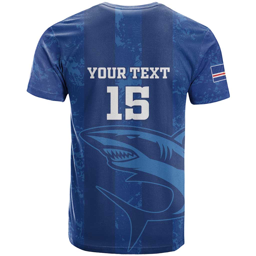 Custom Cape Verde Football T Shirt Go Champions Tubaroes Azuis - Wonder Print Shop