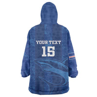 Custom Cape Verde Football Wearable Blanket Hoodie Go Champions Tubaroes Azuis - Wonder Print Shop