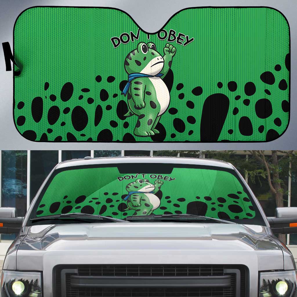 Don't Obey Portland Frog Protest Auto Sun Shade Anti-Fascism - Wonder Print Shop