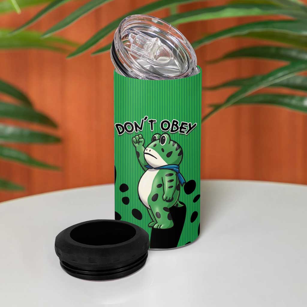 Don't Obey Portland Frog Protest 4 in 1 Can Cooler Tumbler Anti-Fascism - Wonder Print Shop