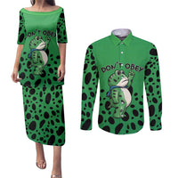 Don't Obey Portland Frog Protest Couples Matching Puletasi and Long Sleeve Button Shirt Anti-Fascism - Wonder Print Shop