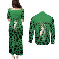 Don't Obey Portland Frog Protest Couples Matching Puletasi and Long Sleeve Button Shirt Anti-Fascism - Wonder Print Shop