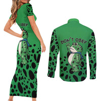 Don't Obey Portland Frog Protest Couples Matching Short Sleeve Bodycon Dress and Long Sleeve Button Shirt Anti-Fascism - Wonder Print Shop
