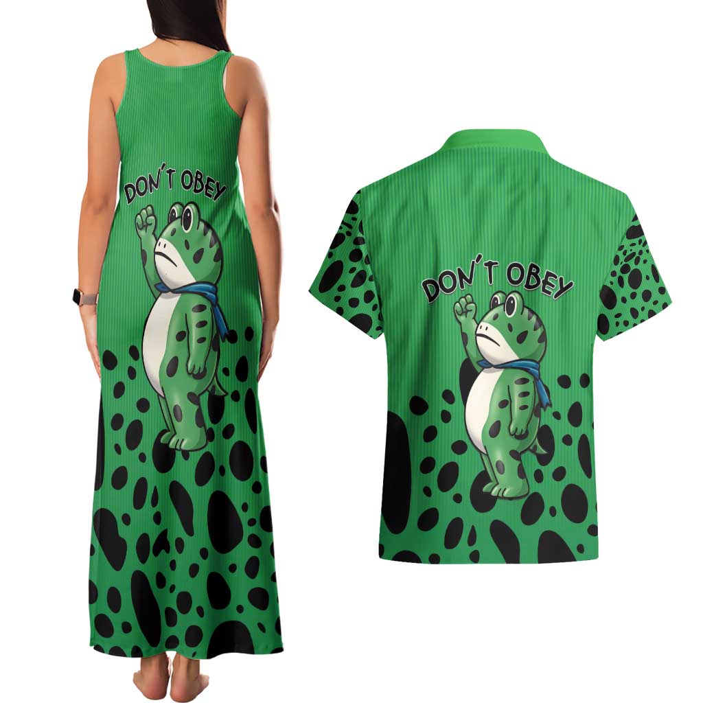 Don't Obey Portland Frog Protest Couples Matching Tank Maxi Dress and Hawaiian Shirt Anti-Fascism - Wonder Print Shop